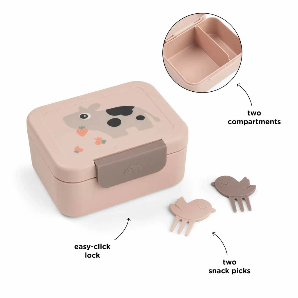 Kleine Snackbox mit Food picks Tiny farm Rosa