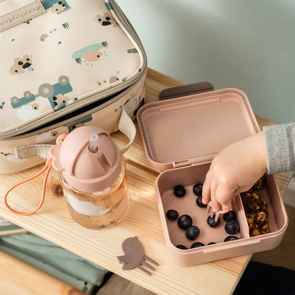 Kleine Snackbox mit Food picks Tiny farm Rosa