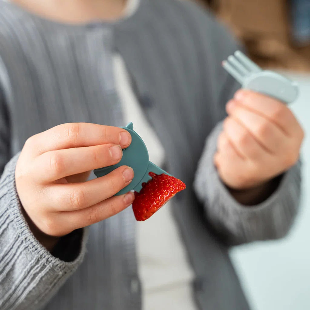 Kleine Snackbox mit Food picks Tiny farm Blau