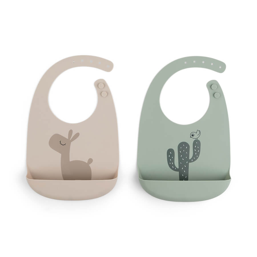 Silikon Lätzchen 2-er Pack Lalee Sand/Grün