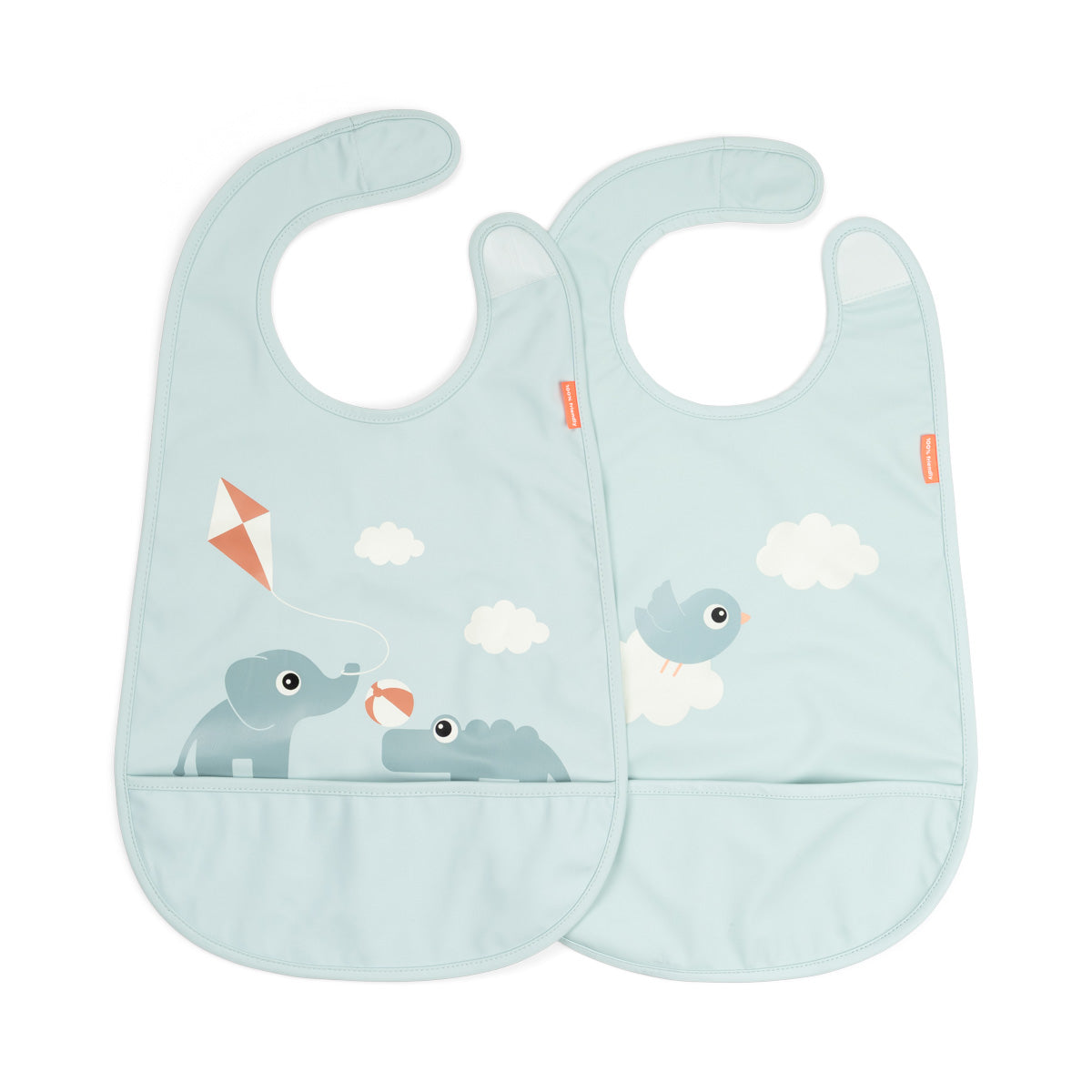 Silikon Lätzchen 2-er Pack Tiny Farm Blau
