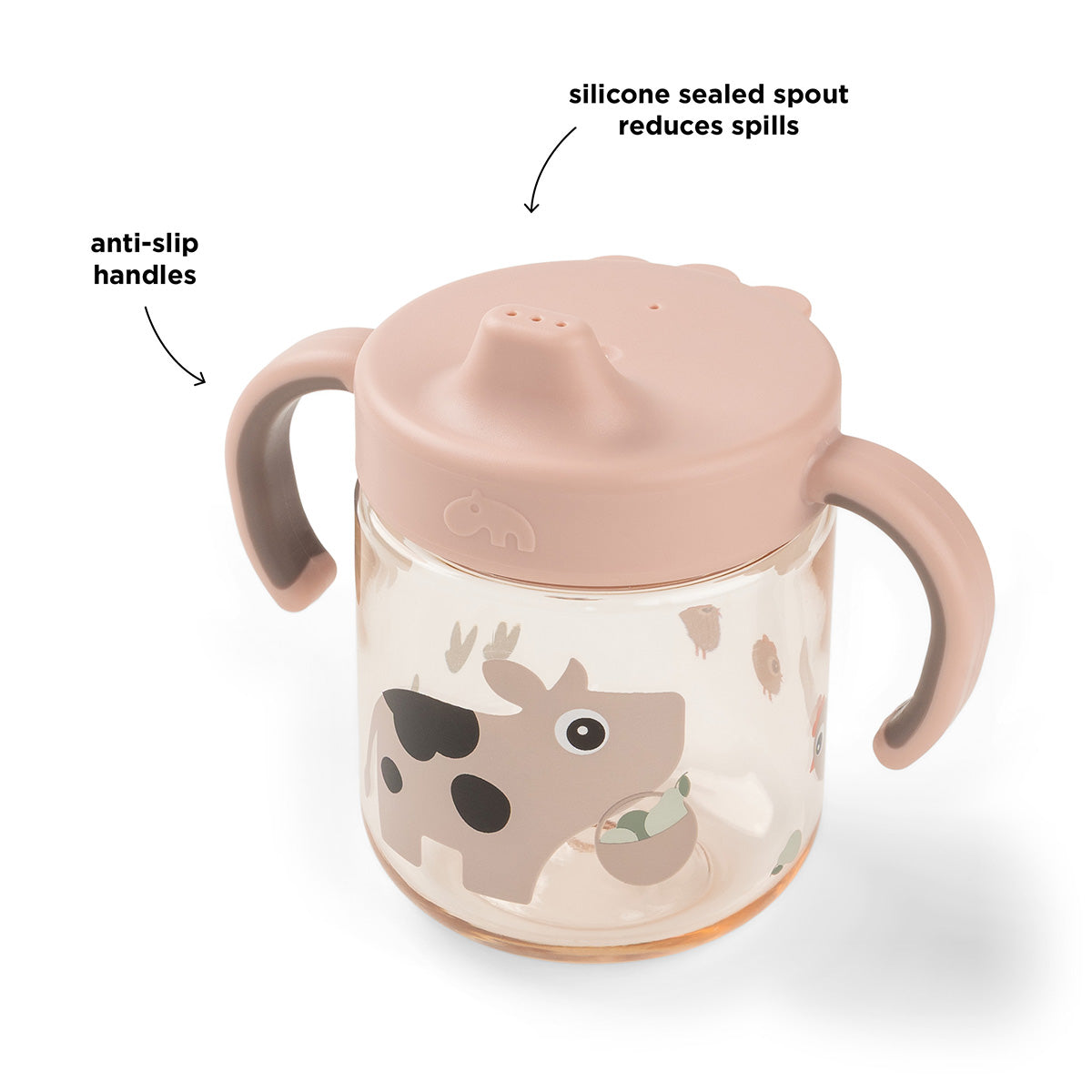 Schnabelbecher 2 Griffe Tiny farm Rosa