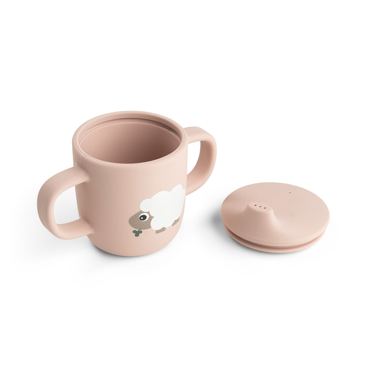 Silikon-Schnabelbecher 2 Griffe Tiny farm Rosa