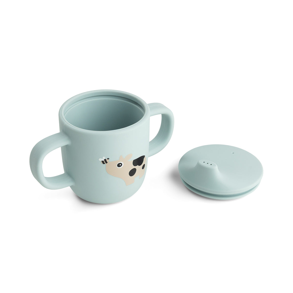 Silikon-Schnabelbecher 2 Griffe Tiny farm Blau