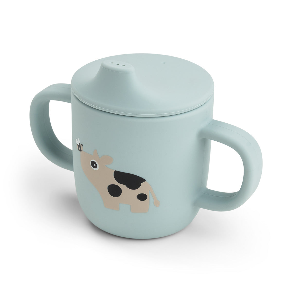 Silikon-Schnabelbecher 2 Griffe Tiny farm Blau