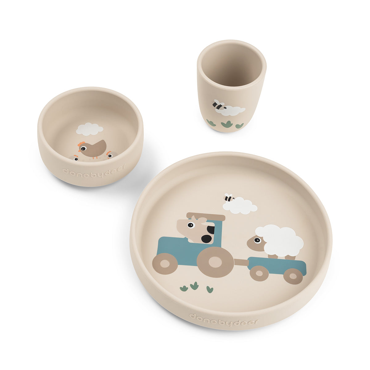 Stick&Stay Dinnerset Tiny farm Sand