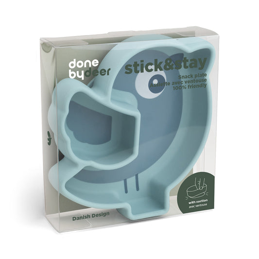 Silikon Stick&Stay Snackteller Birdee Blau