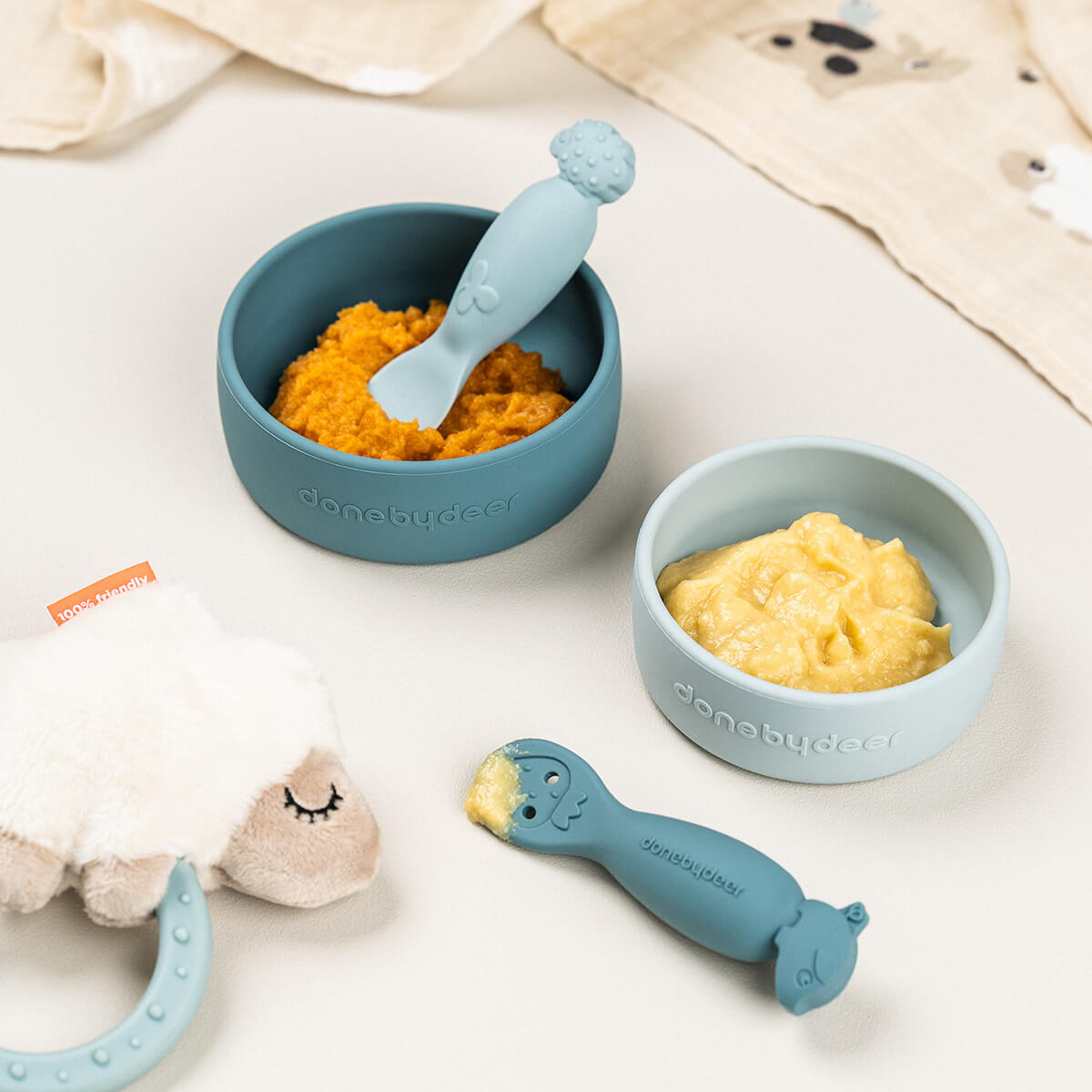 Silikonschüssel 2-er Set Dotti Blau