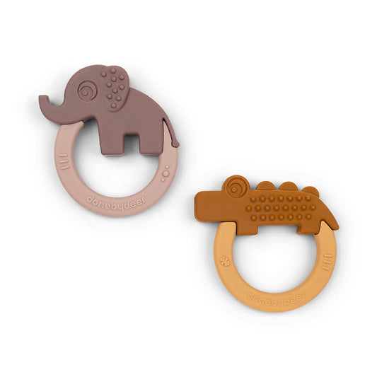 Beißring 2-er Pack Deer friends Senfgelb/Rosa