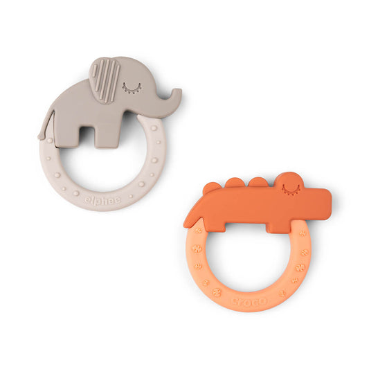Beißring 2-er Pack Deer friends Papaya/Sand