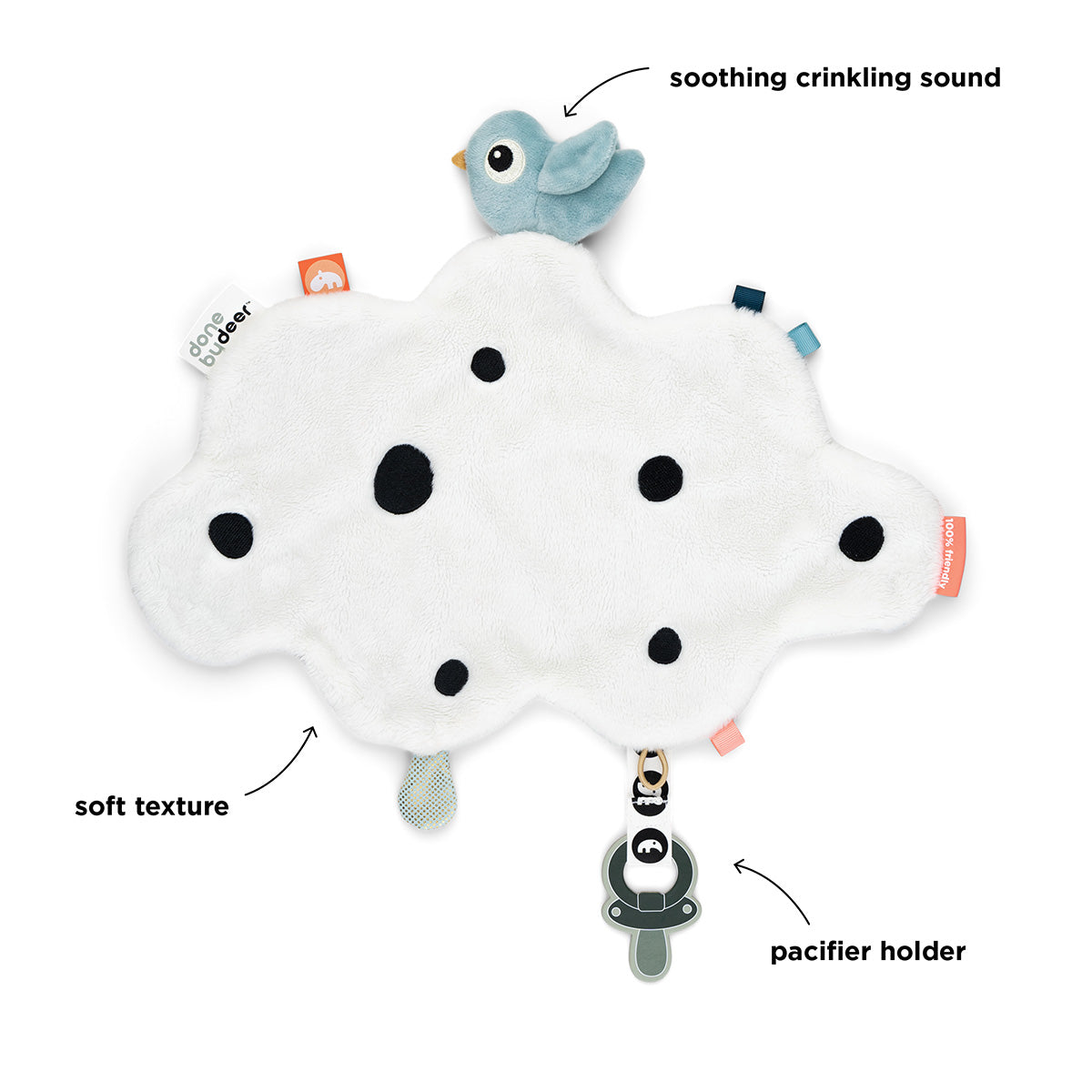 Baby-Kuscheltuch Happy clouds Blau