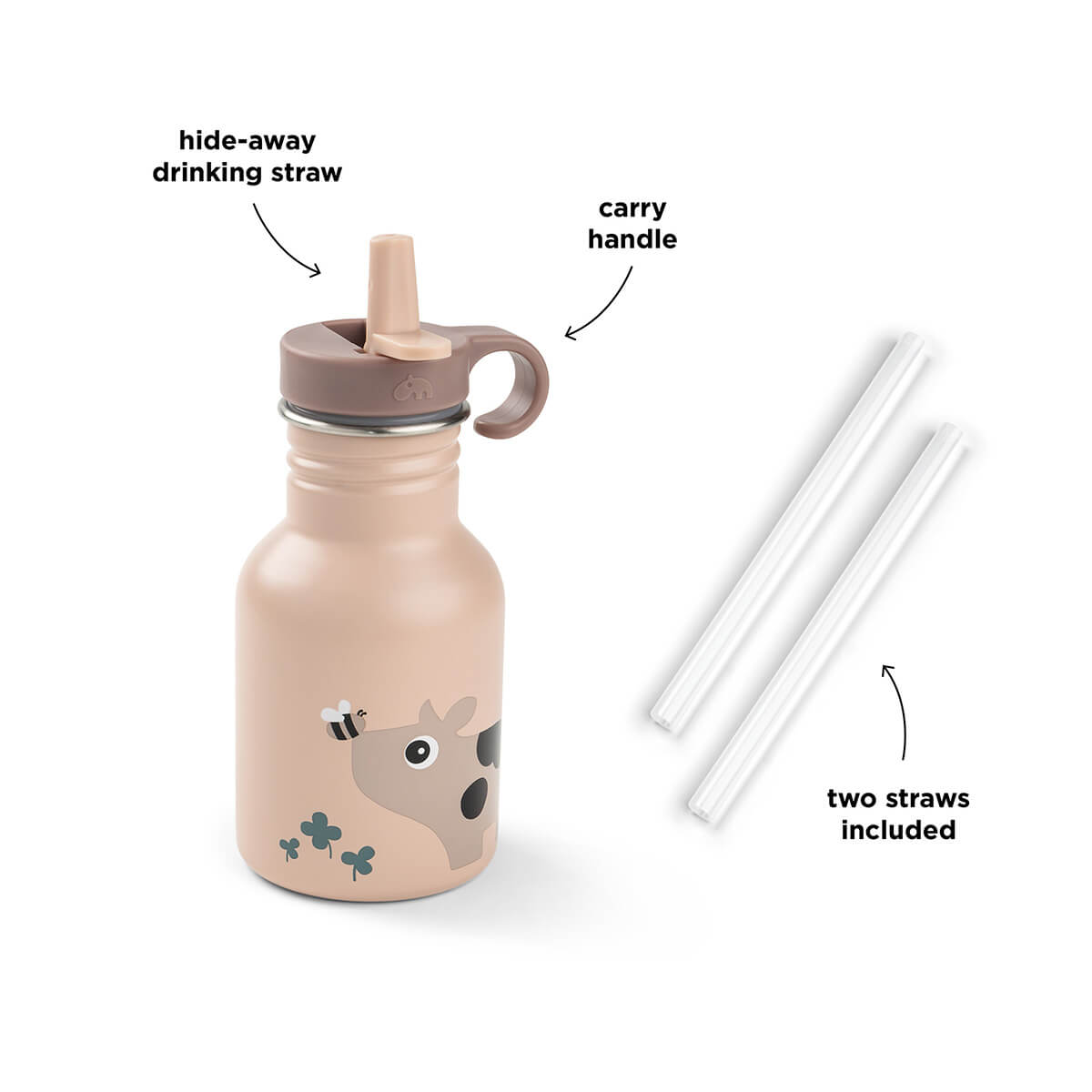 Edelstahl Flasche Tiny farm Rosa 350 ml