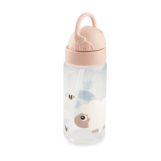 Trinkflasche mit Strohhalm Tiny farm Rosa 350 ml
