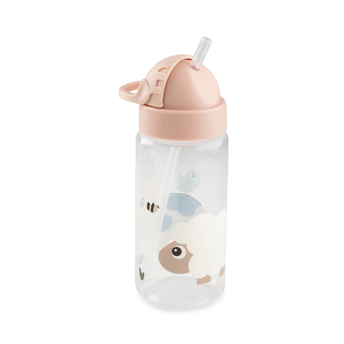 Trinkflasche mit Strohhalm Tiny farm Rosa 350 ml