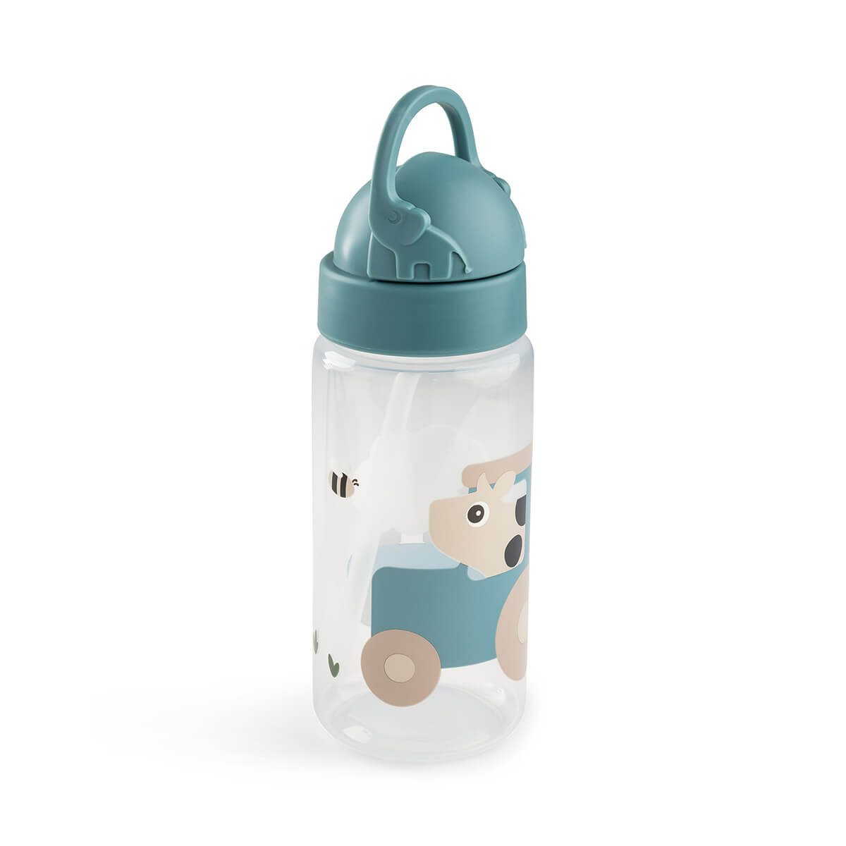 Trinkflasche mit Strohhalm Tiny farm Blau 350 ml