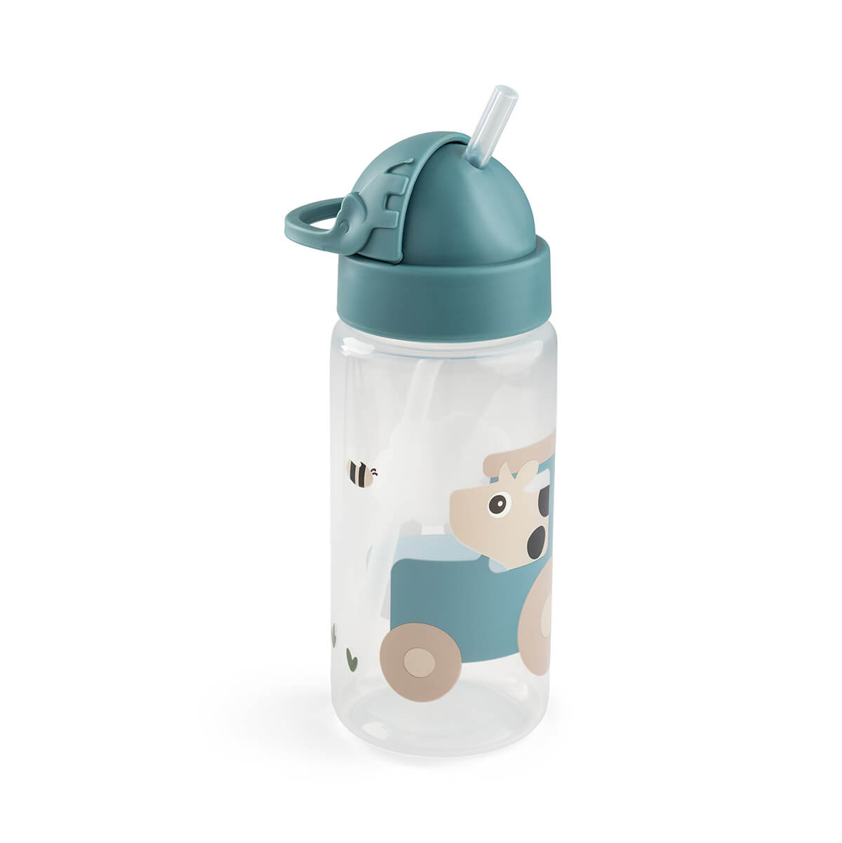 Trinkflasche mit Strohhalm Tiny farm Blau 350 ml