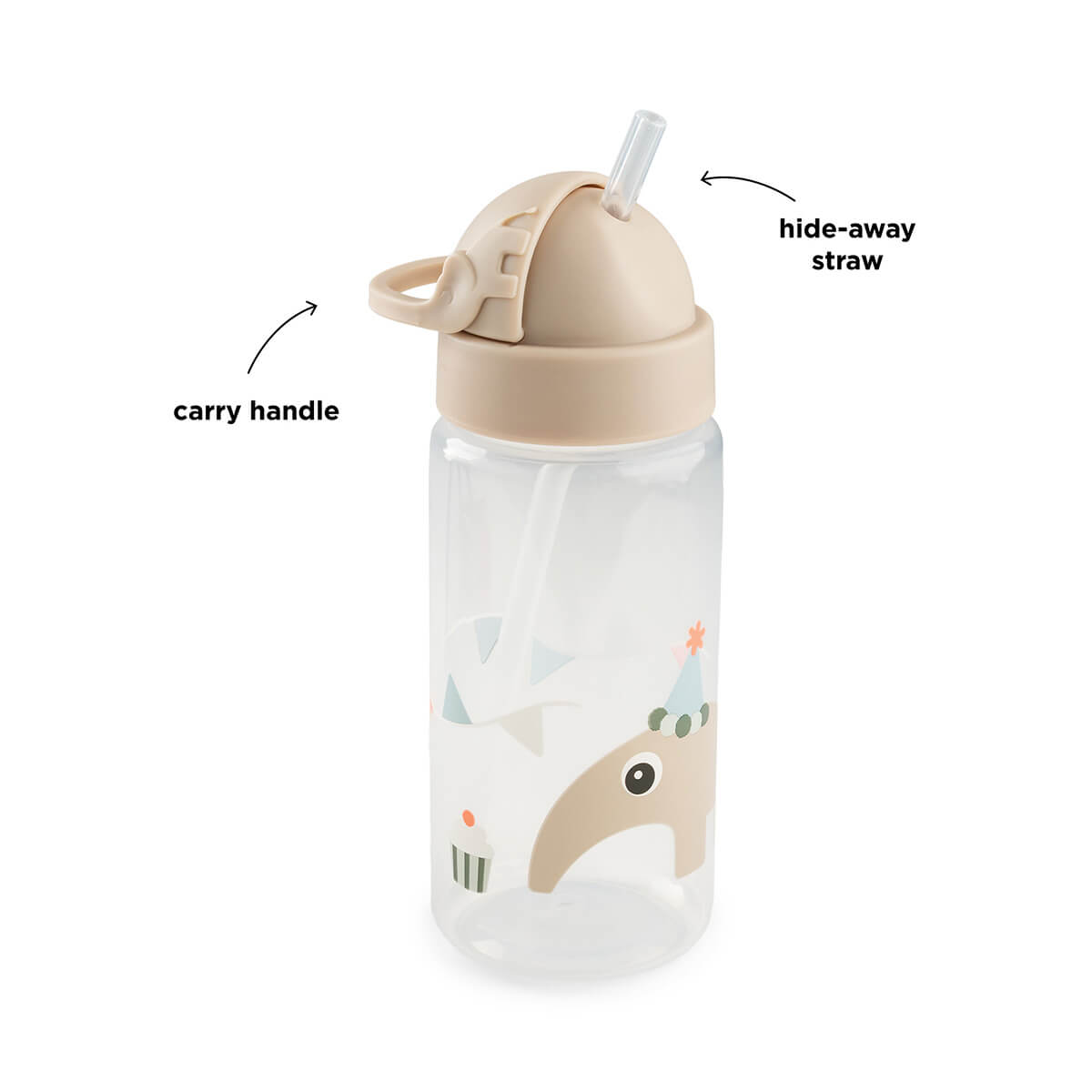 Trinkflasche mit Strohhalm Celebration Sand 350 ml