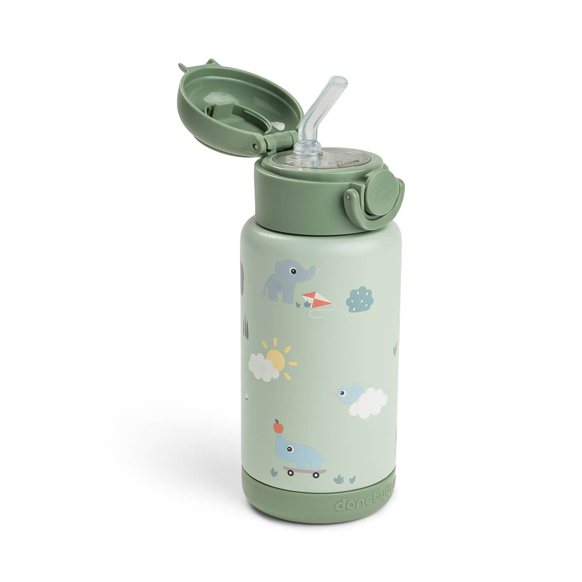 Thermo-Strohhalmflasche Playground Grün 340 ml