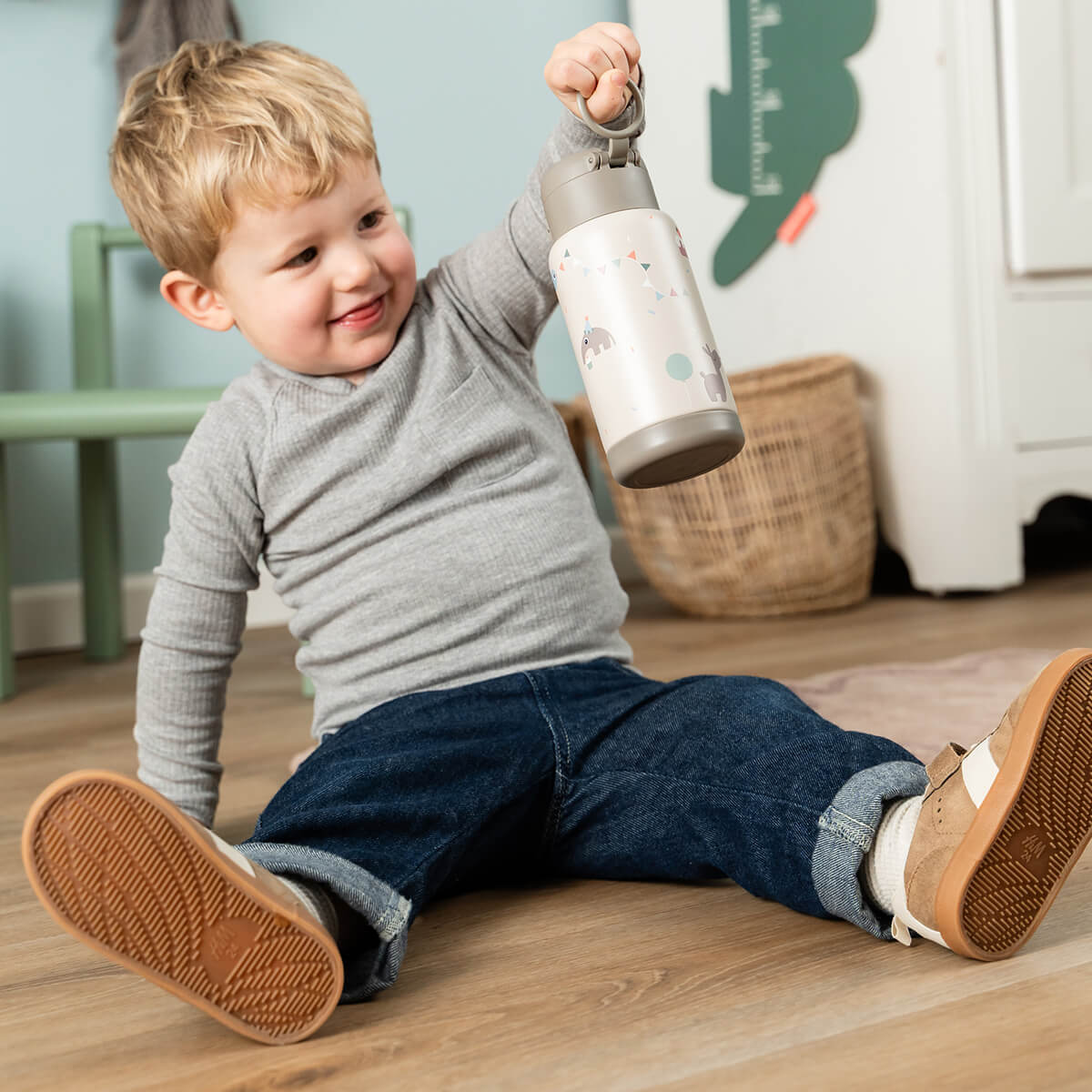 Thermo-Strohhalmflasche Playground Grün 340 ml