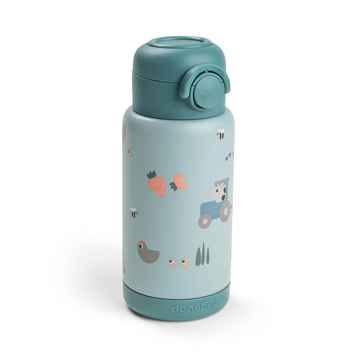 Thermo-Strohhalmflasche Tiny farm Blau 340 ml