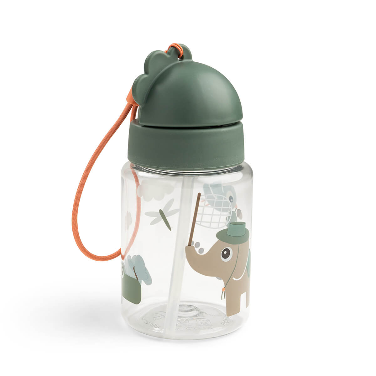 Trinkflasche mit Strohhalm Tiny trails Grün 280 ml