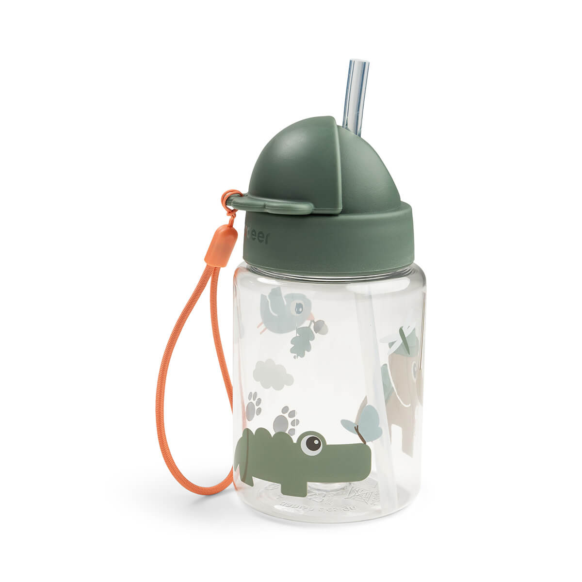 Trinkflasche mit Strohhalm Tiny trails Grün 280 ml