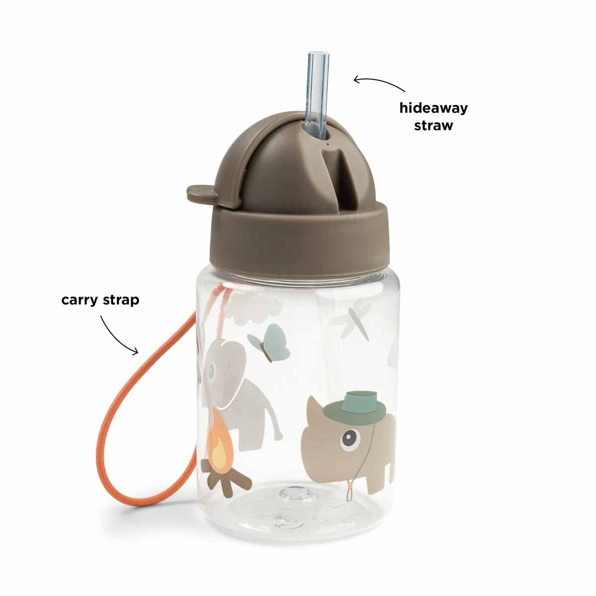 Trinkflasche mit Strohhalm Tiny trails Sand 280 ml