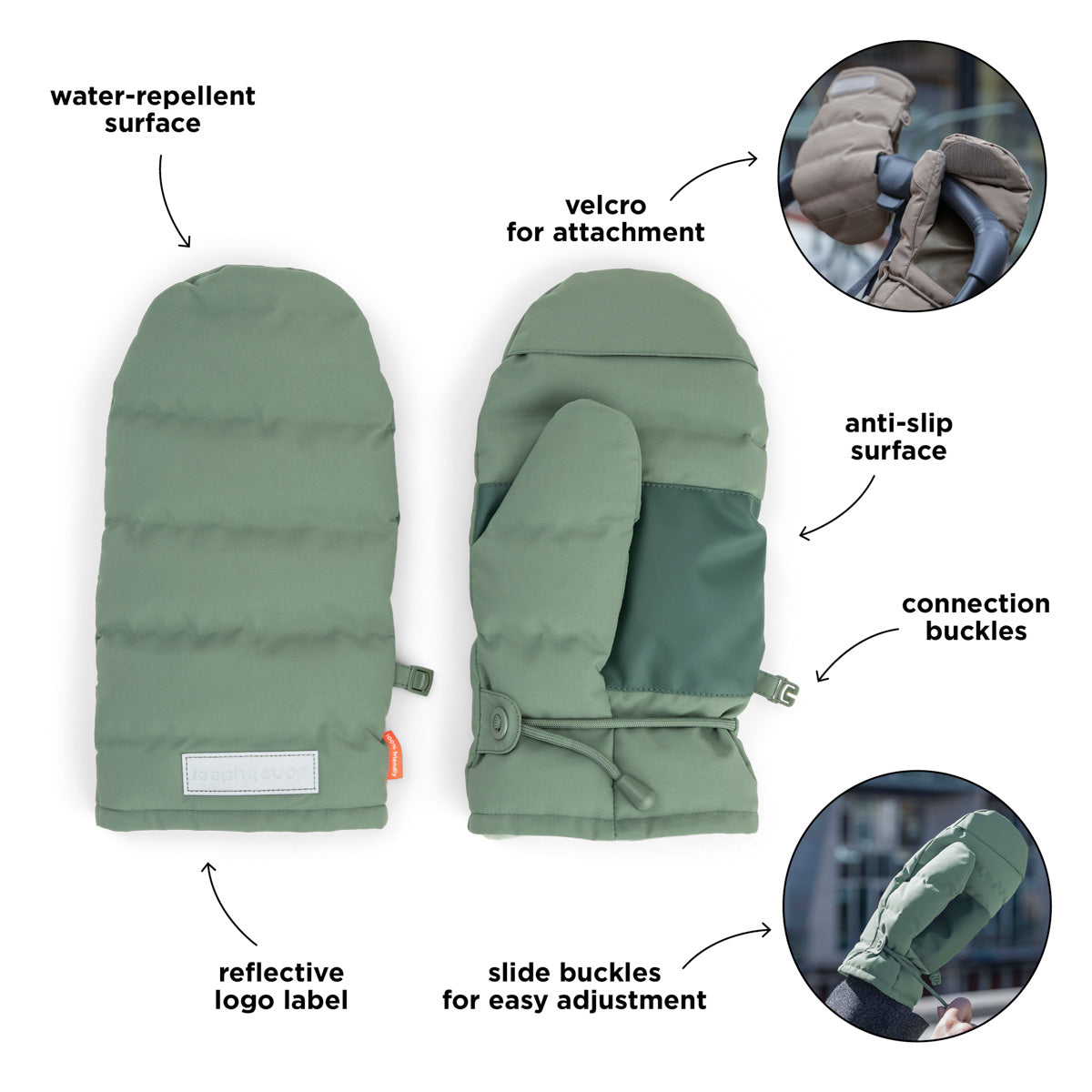 Kinderwagen-Handschuhe Grün