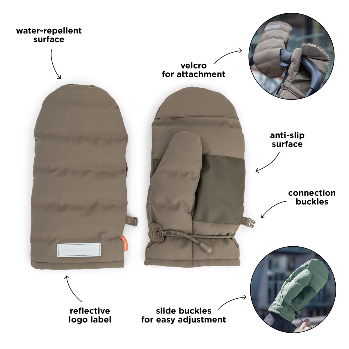 Kinderwagen-Handschuhe Taupe