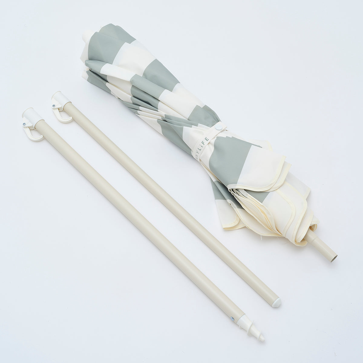 Compact Beach Umbrella Sea Sage Stripe
