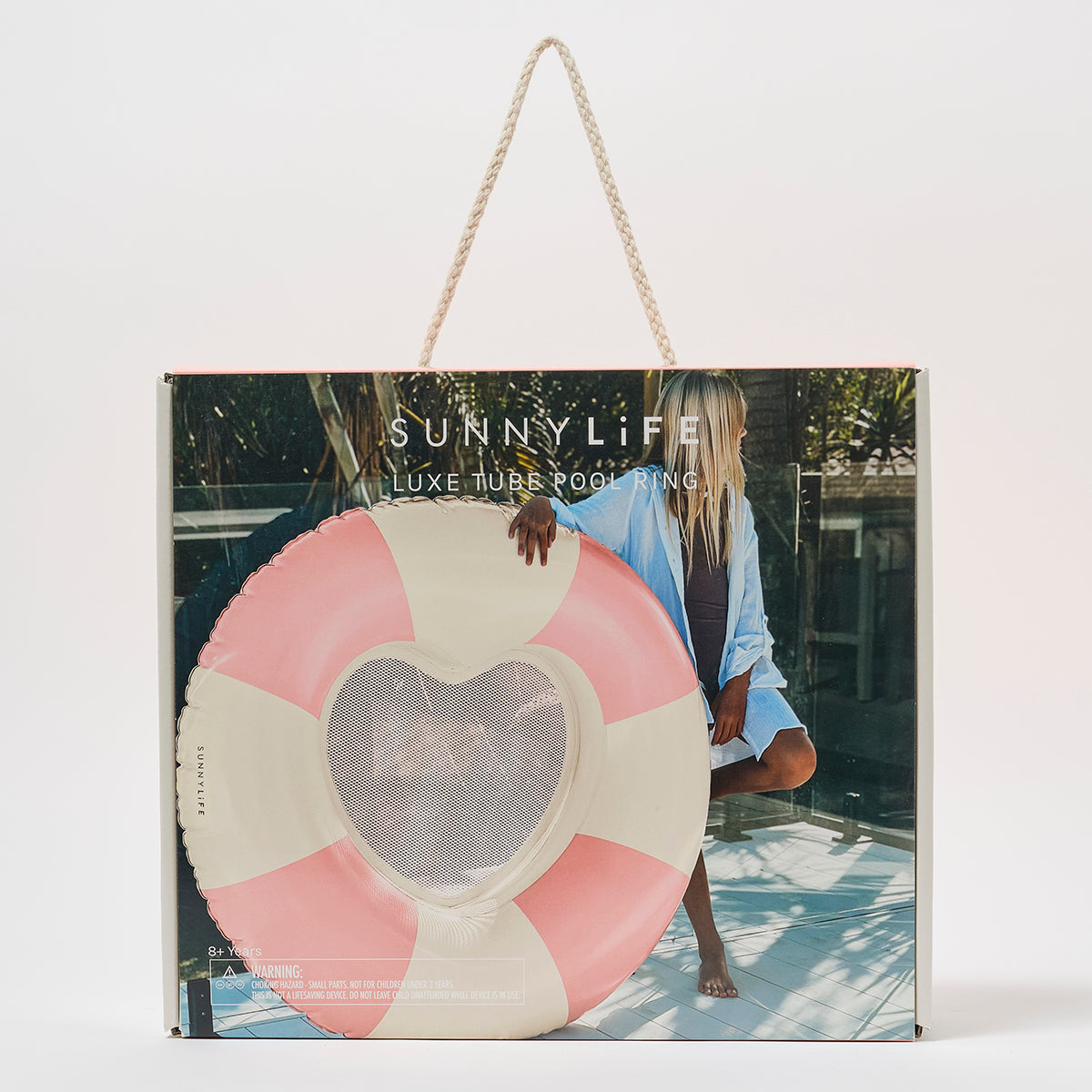 Poolring mit Netz Luxus Stole My Heart Pink Stripe (SS25)