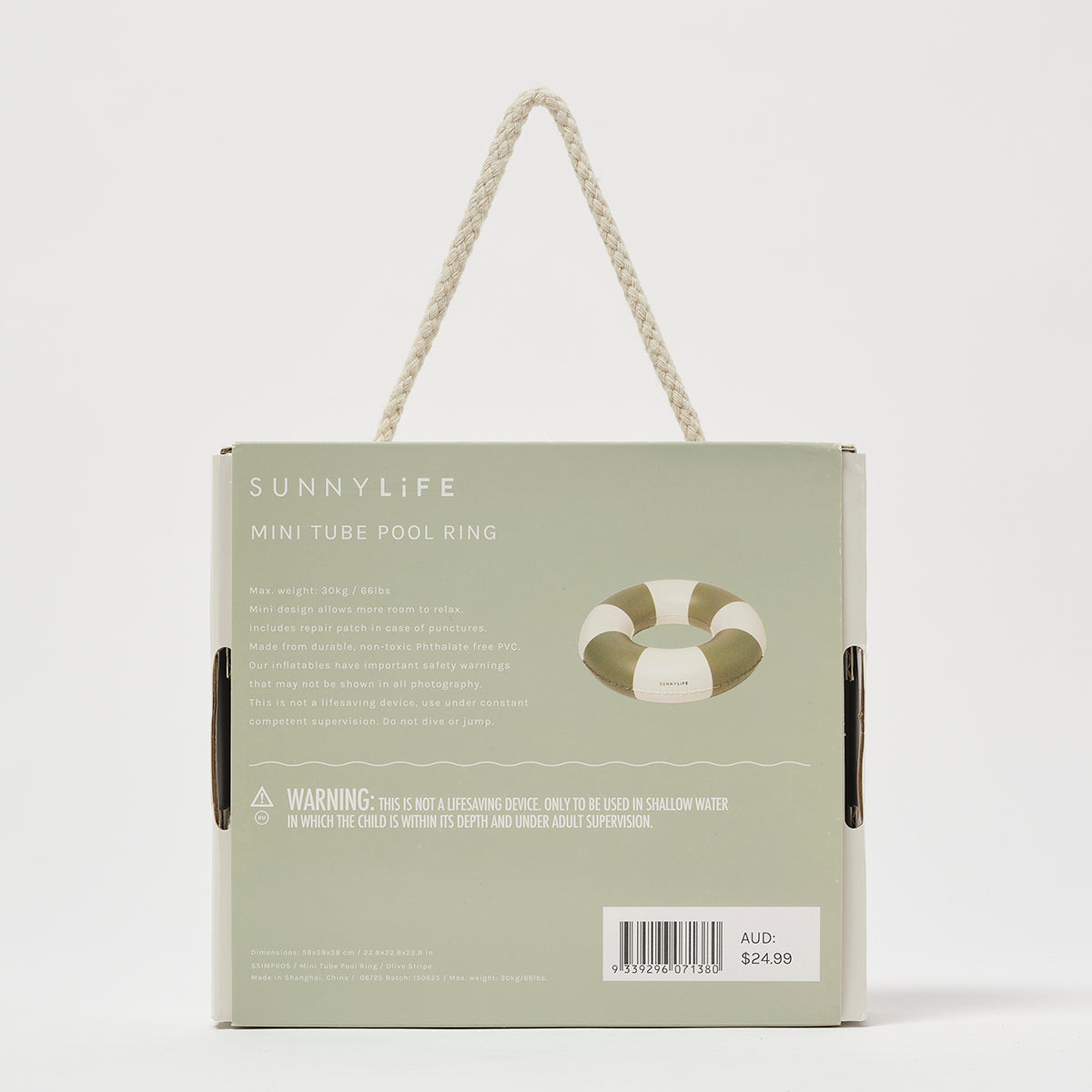 Mini Tube Pool Ring Olive Stripe