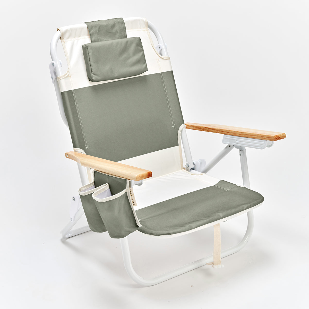 Deluxe Beach Chair Seagrass Sage Block