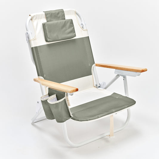 Deluxe Beach Chair Seagrass Sage Block
