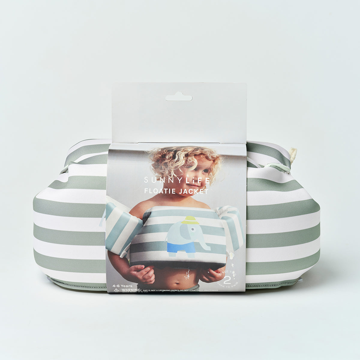 Floatie Jacket 3-6 Eli the Elephant Green Stripe