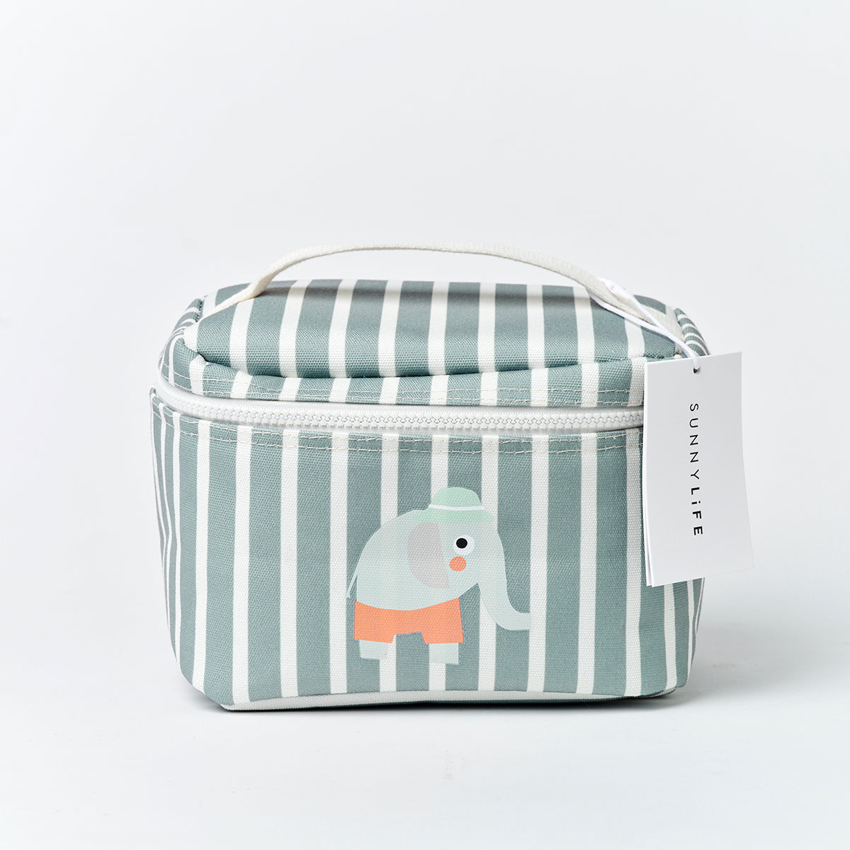 Kids Lunch Bag Eli the Elephant Green Stripe