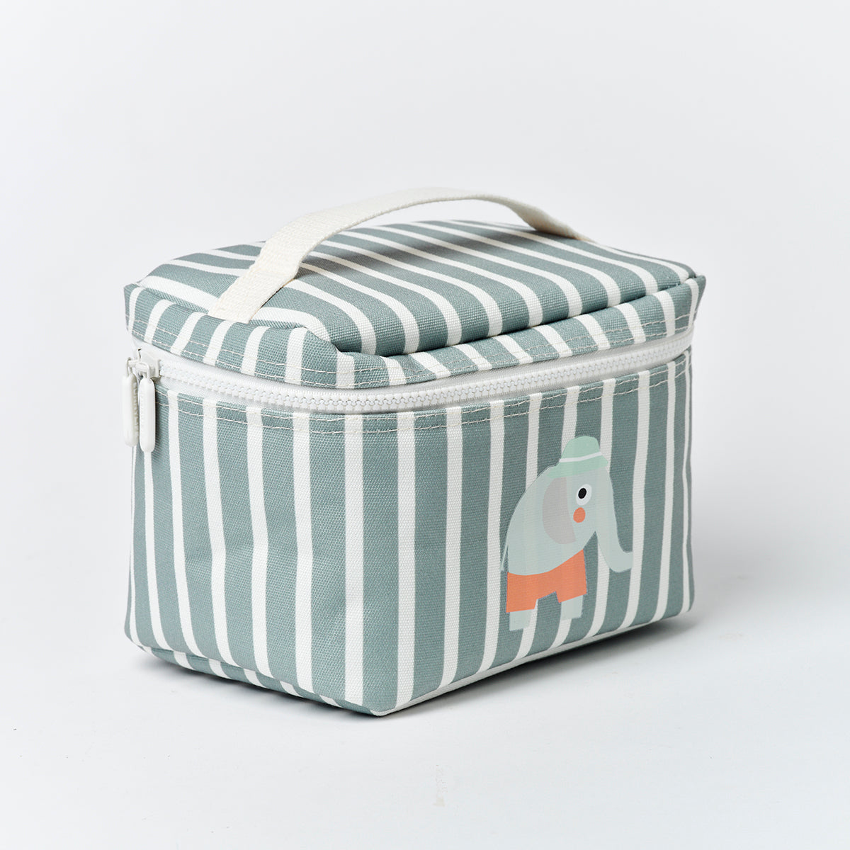 Kids Lunch Bag Eli the Elephant Green Stripe