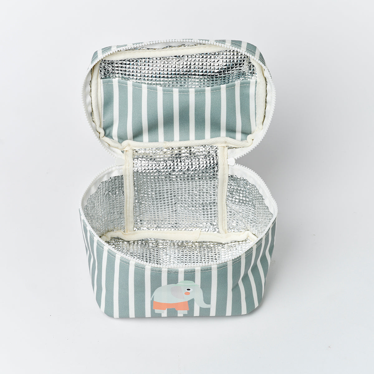Kids Lunch Bag Eli the Elephant Green Stripe