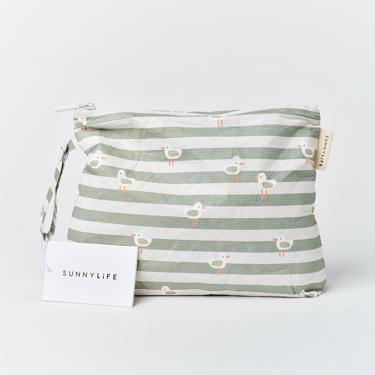 Kids Wet Bag Sammy the Seagull Green Stripe