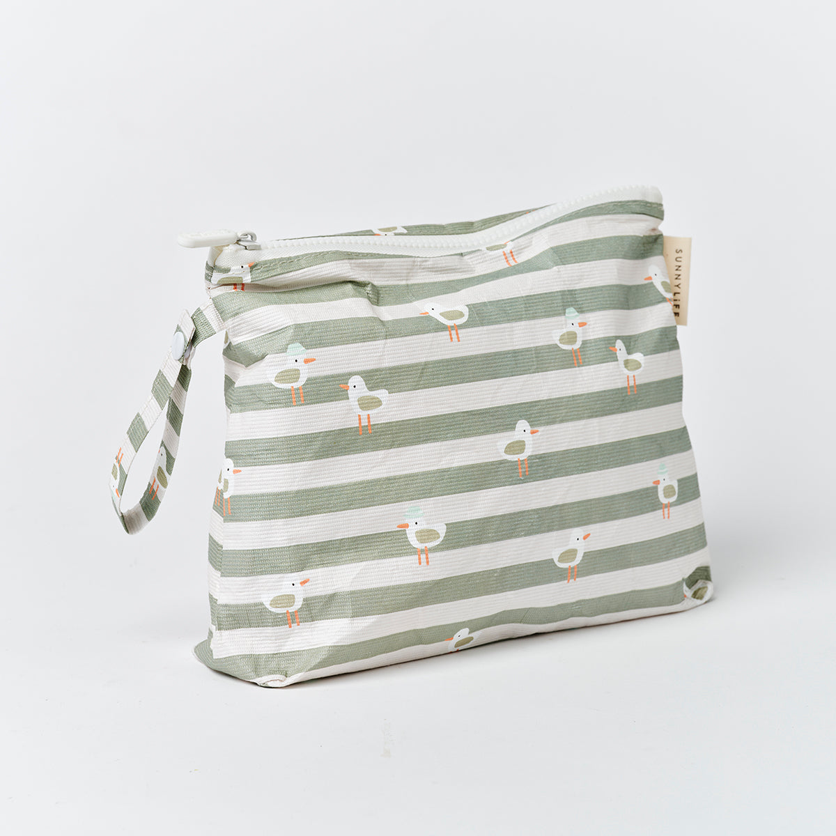 Kids Wet Bag Sammy the Seagull Green Stripe