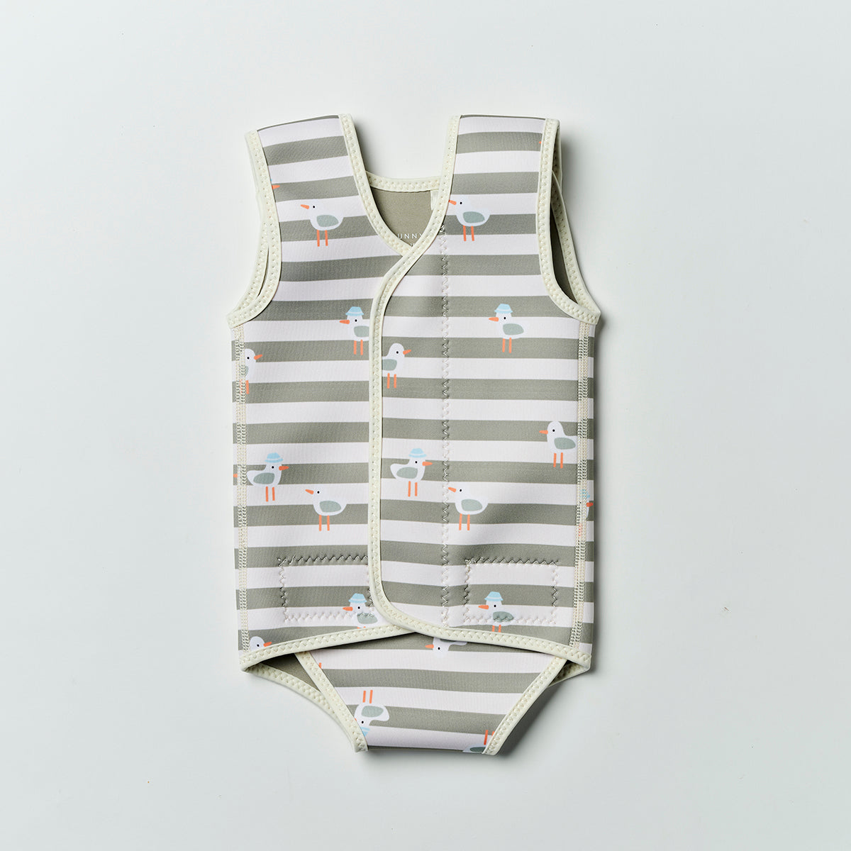 Natural Rubber Baby Wetsuit Sammy the Seagull Green Stripe