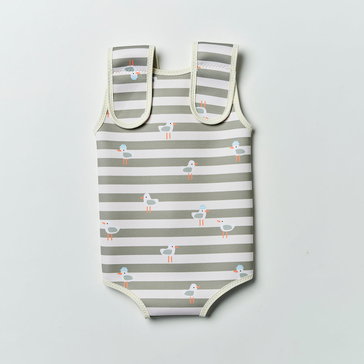 Natural Rubber Baby Wetsuit Sammy the Seagull Green Stripe