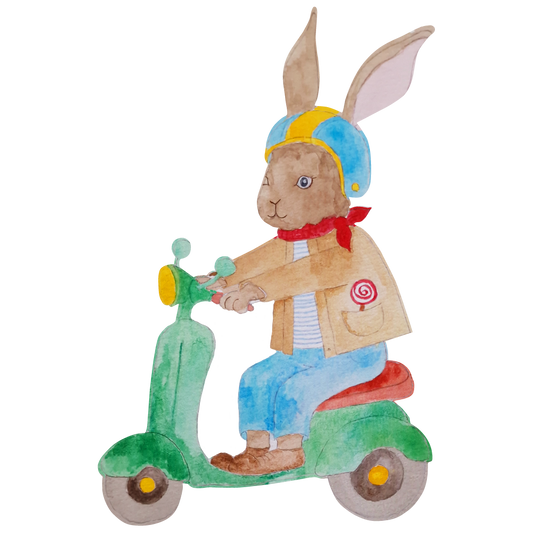 Wandsticker Scooter Hase