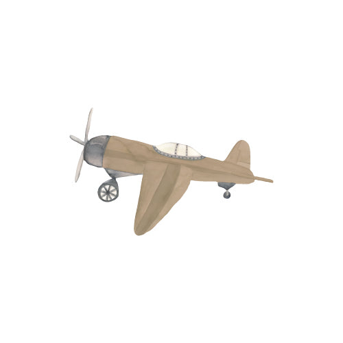 Wandsticker Retro Flugzeug braun